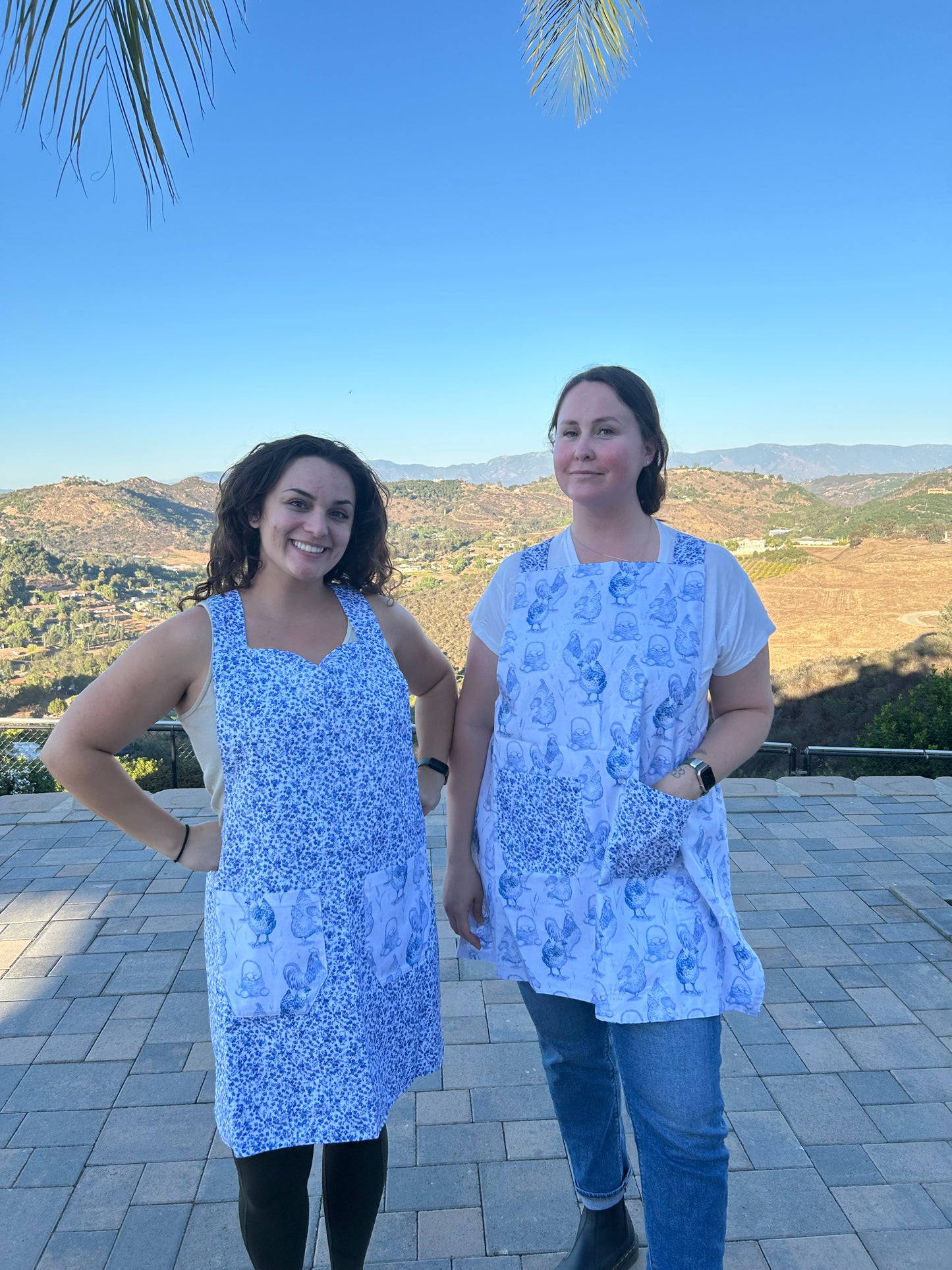 Blue & White Floral Chickens