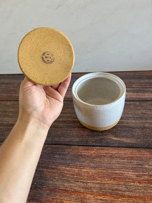 Small White Lidded Jar #1