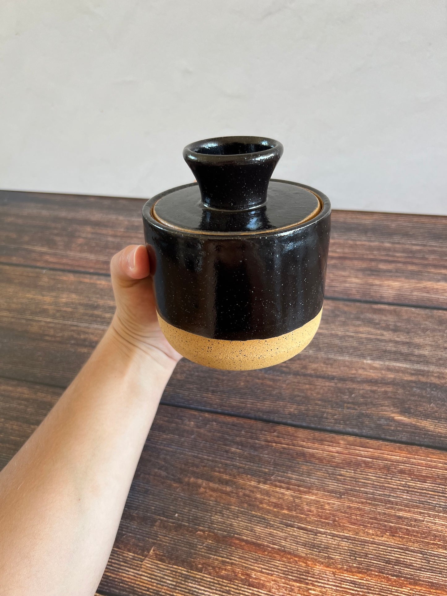 Small Black Lidded Jar