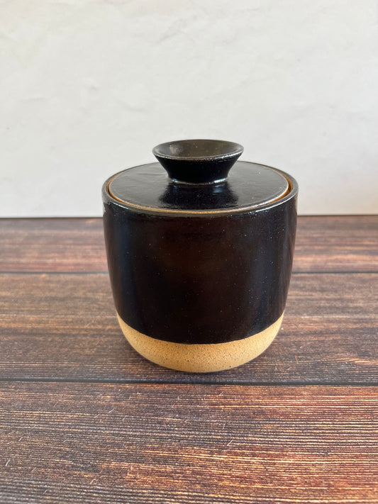 Large Black Lidded Jar