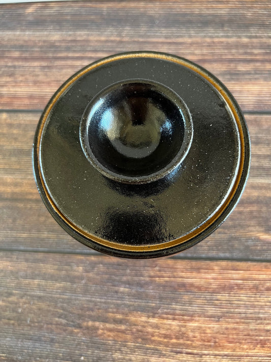 Large Black Lidded Jar