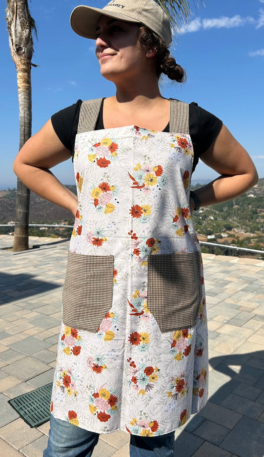 Bouquet Flowers & Checkered Apron