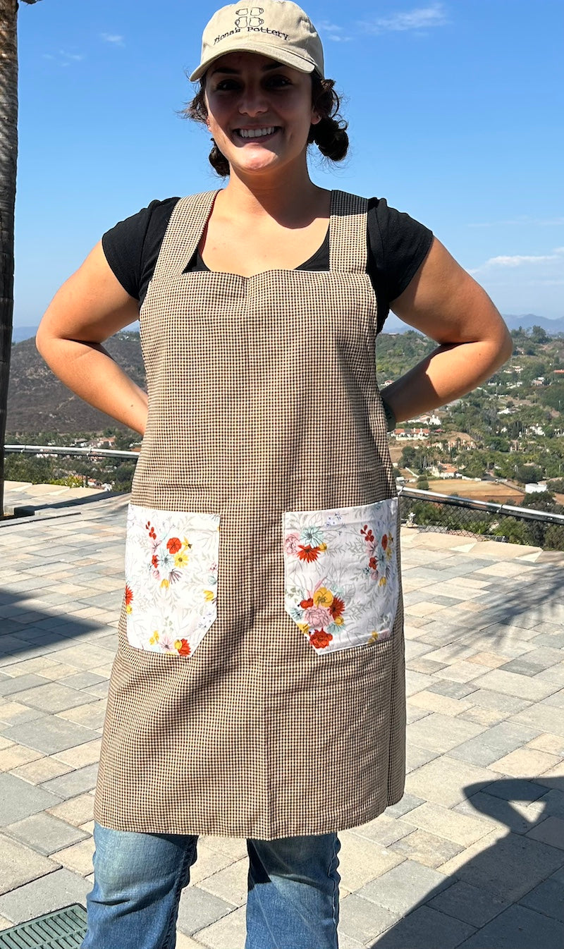 Bouquet Flowers & Checkered Apron