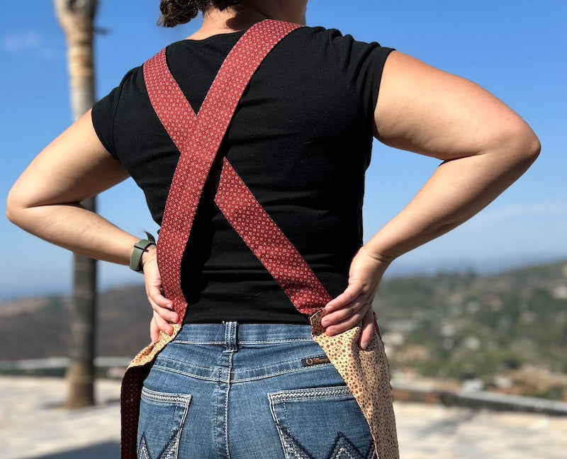 Maroon & Cream Flower Apron