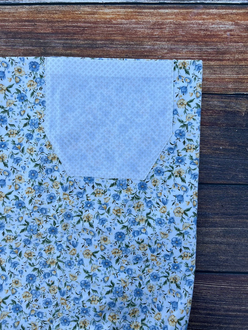 Dainty Blue & Yellow Flowers with X Pattern Apron