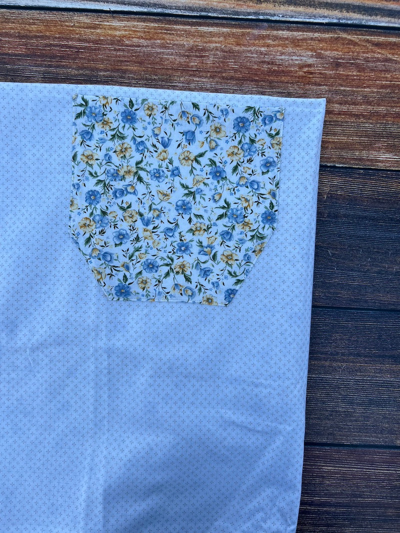 Dainty Blue & Yellow Flowers with X Pattern Apron