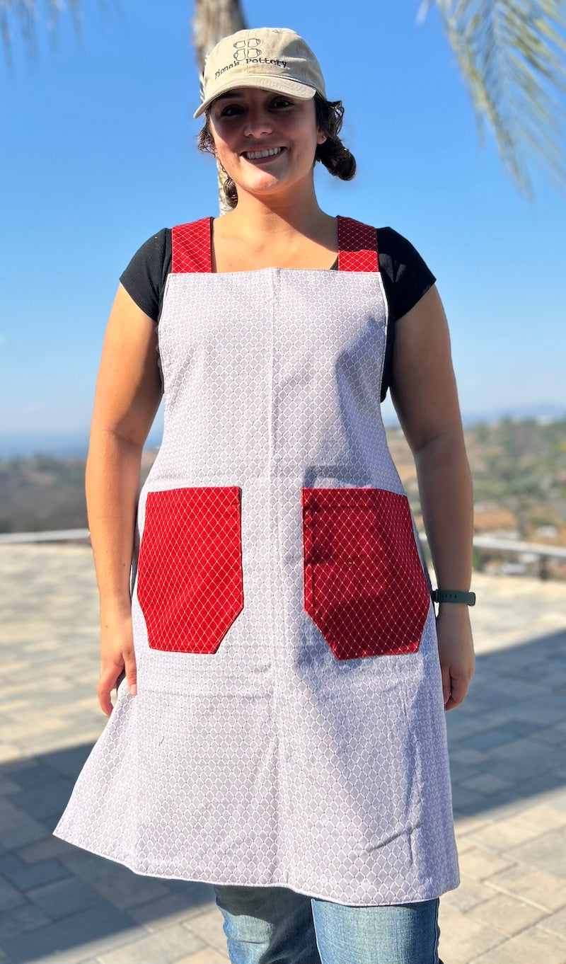 Red & Gray Diamond Apron