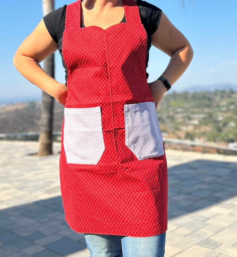 Red & Gray Diamond Apron